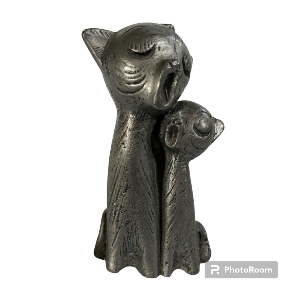 Pewter Singing Cat Pair Figurine